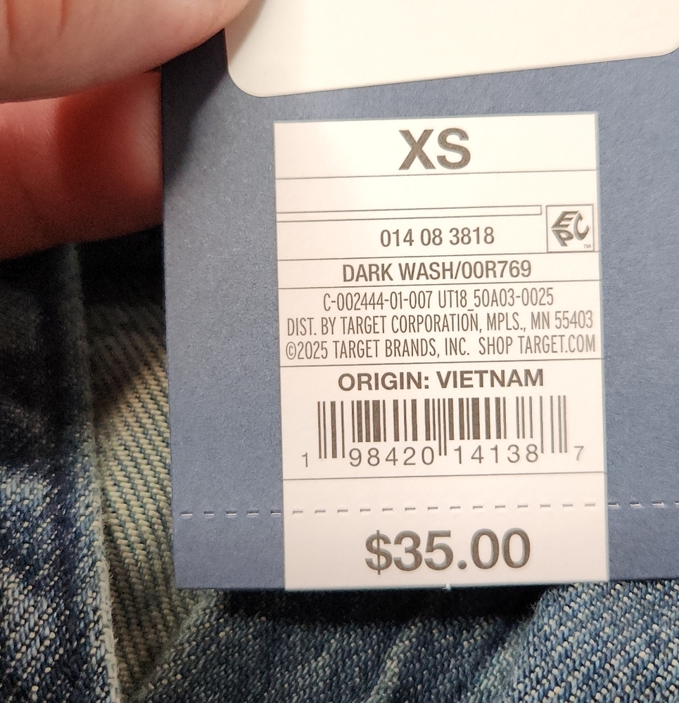 Women's Relaxed Fit Denim Button-Down Shirt - Universal Thread Dark Wash XS - Picture 12 of 14